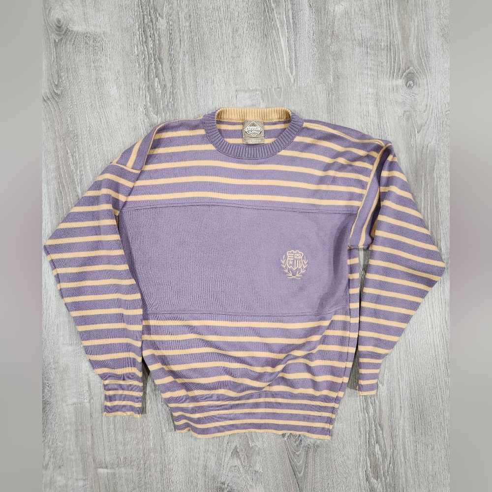 American Vintage Lavender and Cream Striped Crewneck Sweater